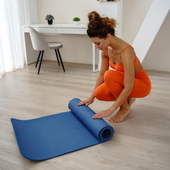 Коврик для йоги Sangh, 183×61×0,8 см, цвет синий Коврик для йоги Sangh, 183×61×0,8 см, цвет синий