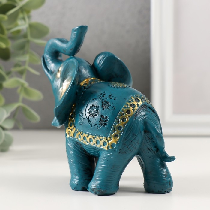 Сувенир полистоун Сувенир полистоун "Синий слон с золотым узором на попоне" МИКС 11х11,5х6 см