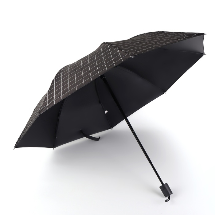 Зонт механический «Крупная клетка», эпонж, 4 сложения, 8 спиц, R = 48/55 см, D = 110 см, цвет МИКС Зонт механический «Крупная клетка», эпонж, 4 сложения, 8 спиц, R = 48/55 см, D = 110 см, цвет МИКС
