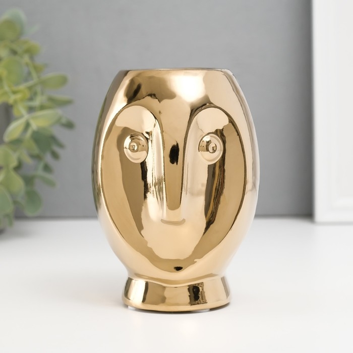 Подсвечник керамика на 1 свечу  Подсвечник керамика на 1 свечу "Сова Сипуха" d=3,5 золото 9х8,5х12,5 см