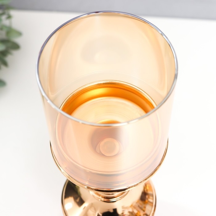 Подсвечник металл, стекло на 1 свечу Подсвечник металл, стекло на 1 свечу "Тицино" d-6 см, золото 11,5х11,5х38 см