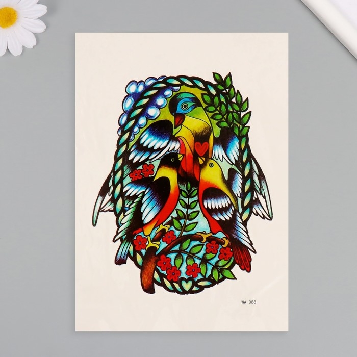 Татуировка на тело цветная Татуировка на тело цветная "Птицы арт" 26,1х14,6 см