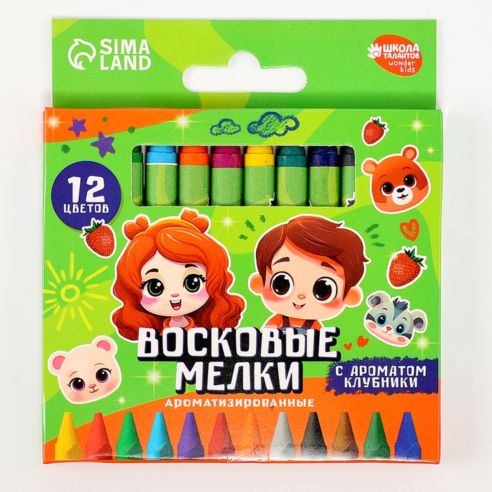 Восковые мелки - карандаши ароматизированные «Весёлые ребята», 12 цветов Восковые мелки - карандаши ароматизированные «Весёлые ребята», 12 цветов