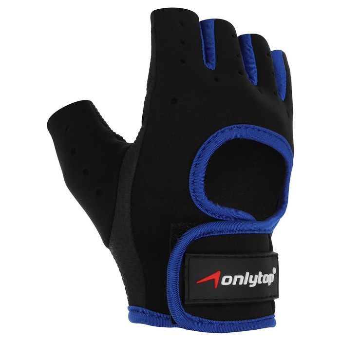 Перчатки спортивные ONLYTOP, р. L, цвет чёрный/синий Перчатки спортивные ONLYTOP, р. L, цвет чёрный/синий