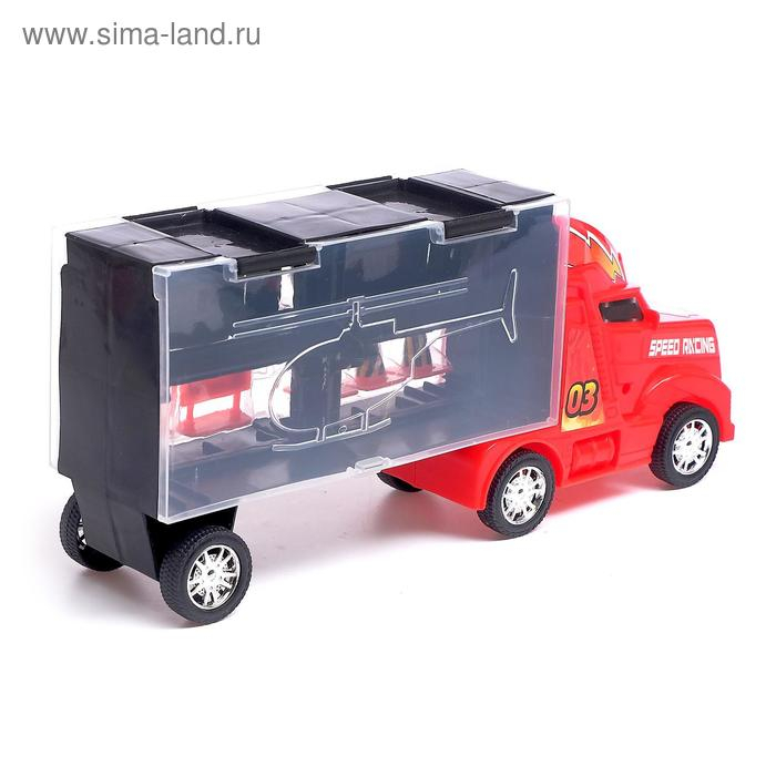 Гараж детский «Грузовик «Перевозчик», 2 металлические машинки и дорожные знаки, МИКС Гараж детский «Грузовик «Перевозчик», 2 металлические машинки и дорожные знаки, МИКС