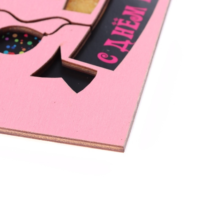 Конверт деревянный резной «С Днём Рождения!» торт, розовый, 8×16 см Конверт деревянный резной «С Днём Рождения!» торт, розовый, 8×16 см