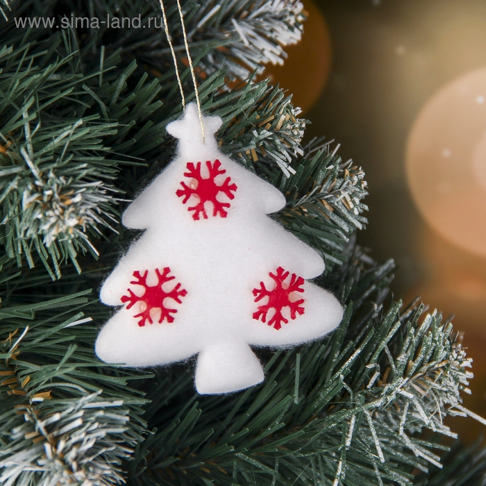 Мягкая подвеска Мягкая подвеска "Ёлочка в снежинках" 6,5х8 см, красно- белый