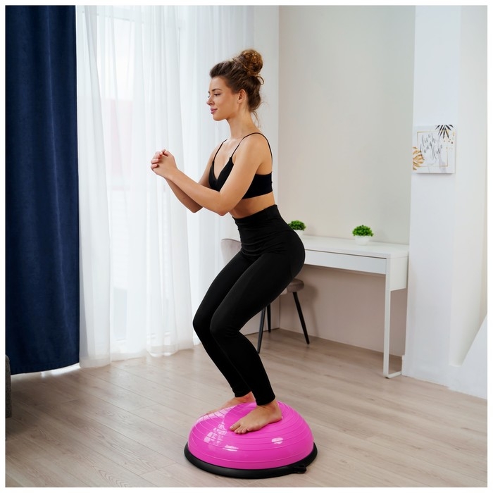 Полусфера BOSU гимнастическая, 55 х 20 см, с насосом, цвет розовый Полусфера BOSU гимнастическая, 55 х 20 см, с насосом, цвет розовый