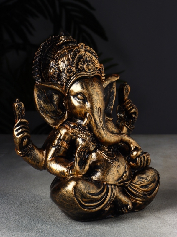 Фигура Фигура "Слон Ганеша" 22х20х12 см, тёмное золото