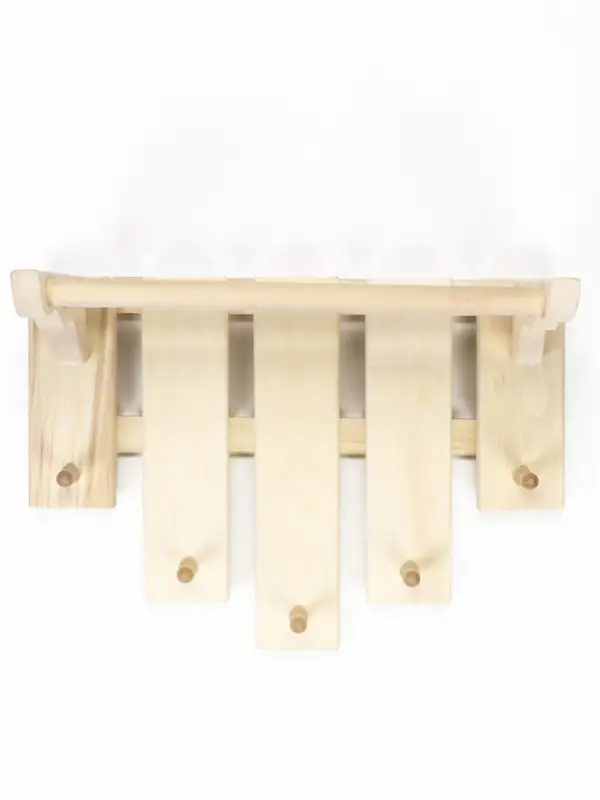 Полка-вешалка для бани и сауны, 55&times;27&times;39 см, деревянная, 5 крючков