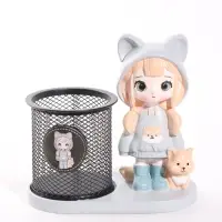 Фигура - карандашница&laquo;Девочка с лисой&raquo; полистоун, 14.5&times;8&times;14.5 см