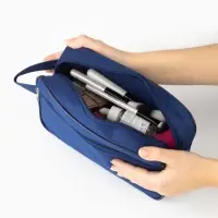 Косметичка дорожная на молнии &laquo;Бако текстиль&raquo;, с ручкой, с карманом, синяя