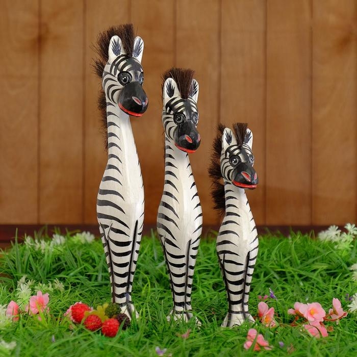 Сувенир дерево  Сувенир дерево "Семейство зебр" (набор 3 штуки: высота 40,35,30 см)