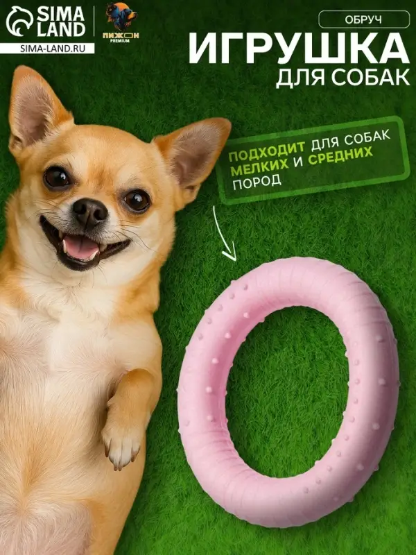 Плавающая игрушка для собак Пижон Premium &laquo;Обруч&raquo;, 8 см, вспененный TPR, розовая