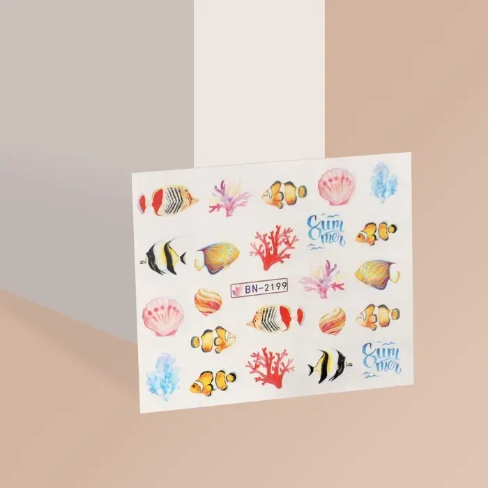 Слайдеры для ногтей «Морской мир», разноцветные