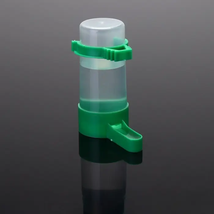 Поилка-кормушка для птиц, 60 мл, 3&times;9 см, зелёная