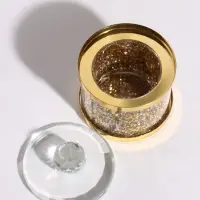 Шкатулка стекло с металлическим ободком "Стразы" золото 6,2х6,2х6,5 см