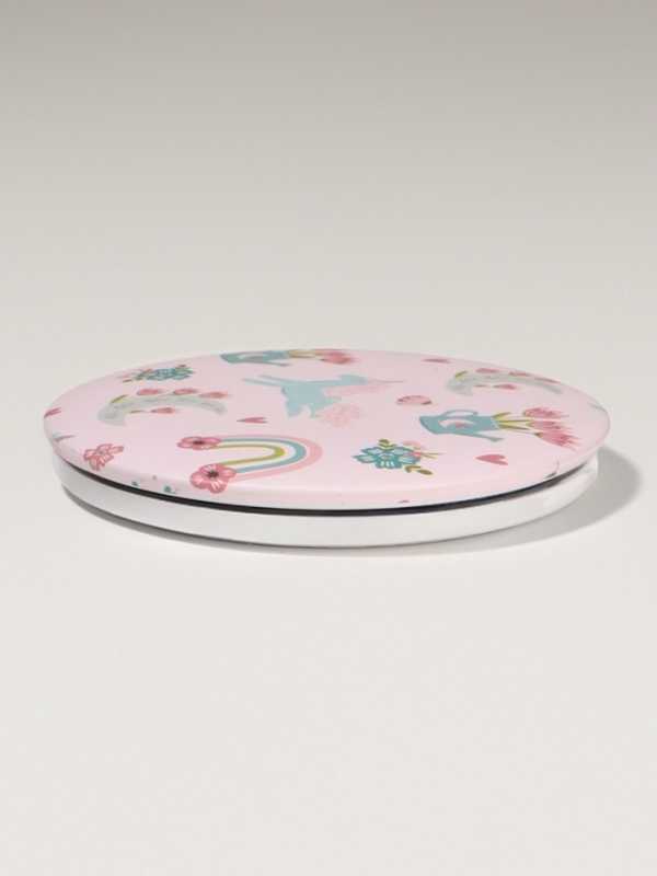 Зеркало складное «Единороги», d = 7,3 см, с увеличением, цвет розовый