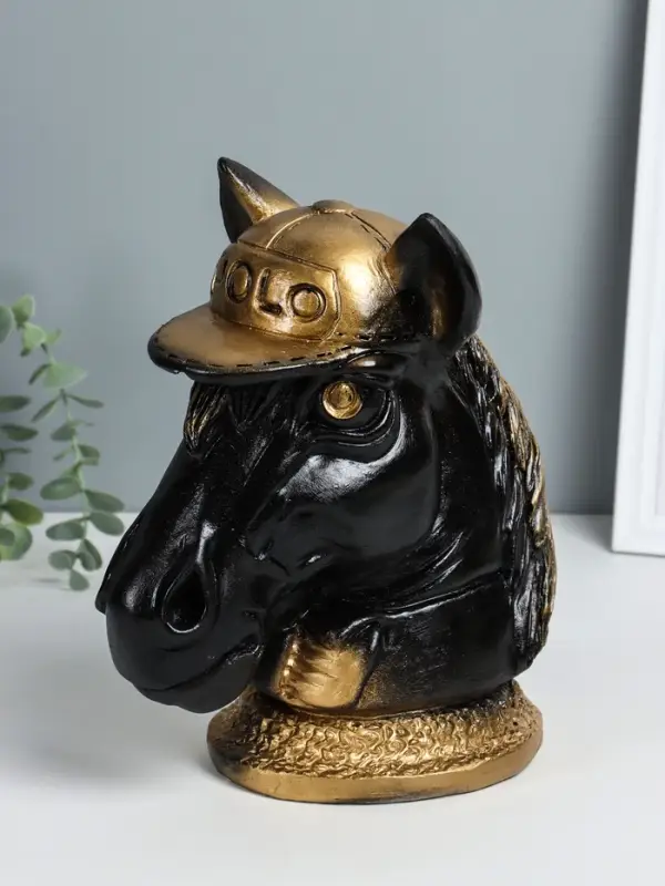 Копилка  Копилка "Конь в кепке" 26х14,5х21,5 см, чёрный с золотом