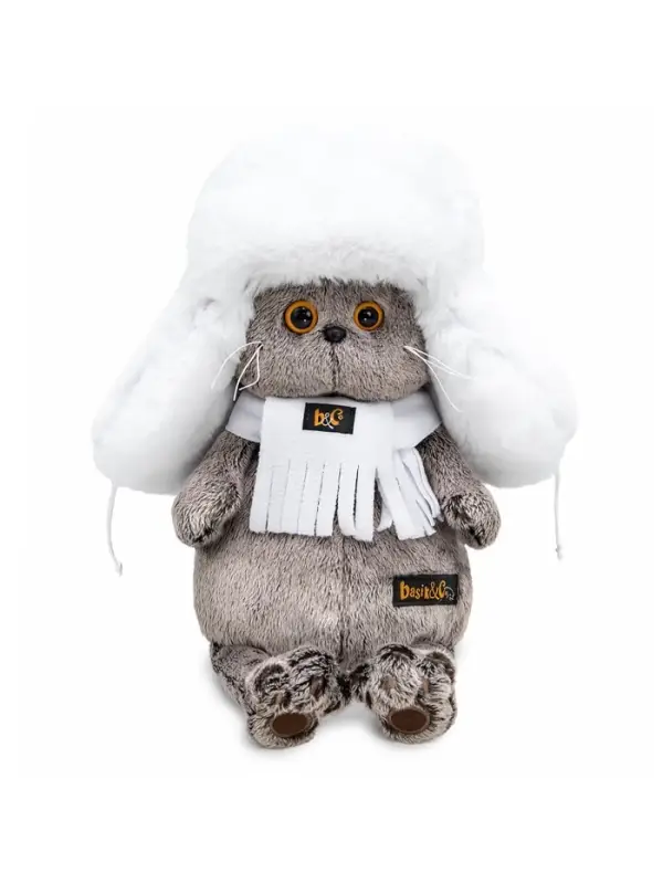 Мягкая игрушка Мягкая игрушка "Кот Басик в белой меховой шапке", 22 см Ks22-302