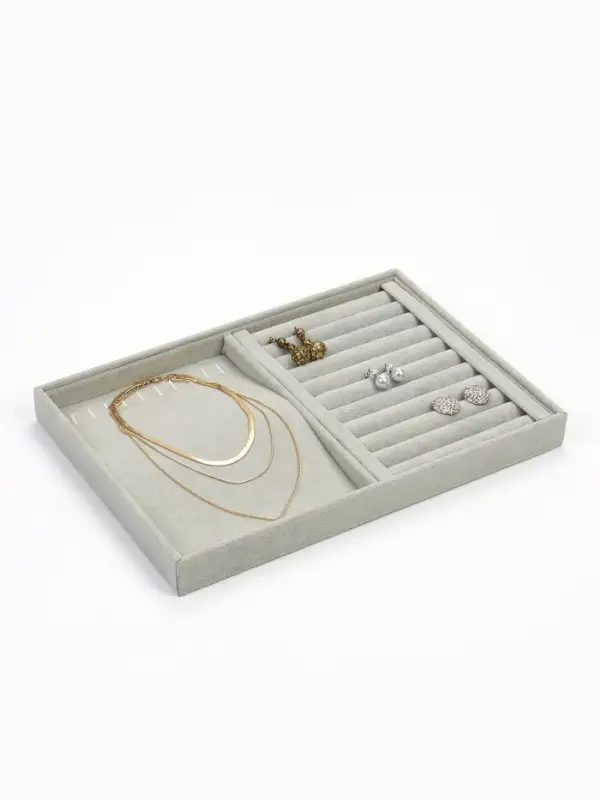 Подставка универсальная QF, 10 крючков и 11 полос для колец, 35&times;24&times;3 см, серая