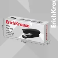 Степлер канцелярский № 10 ErichKrause ECO, до 20 листов, встроенный антистеплер, чёрный