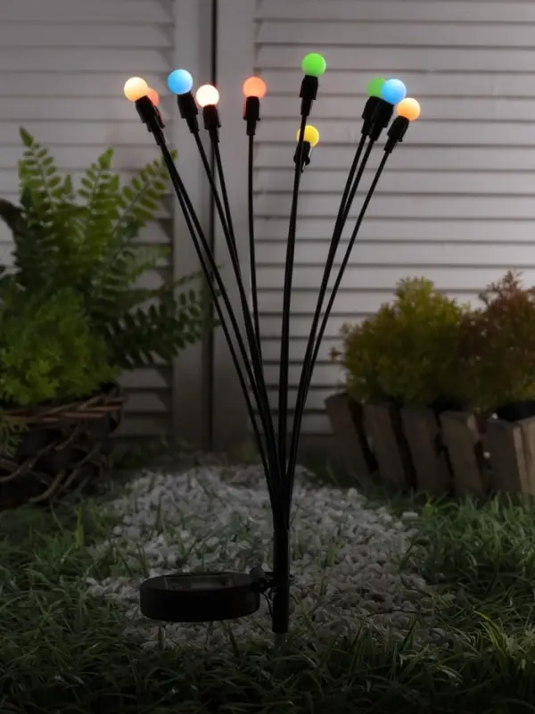 Садовый светильник &laquo;Шарики&raquo;, уличный, на солнечной батарее, 68 см, 10 LED, свечение мульти