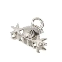 Краб для волос "Лейла море" морские звезды ракушка, 7 см, серебро