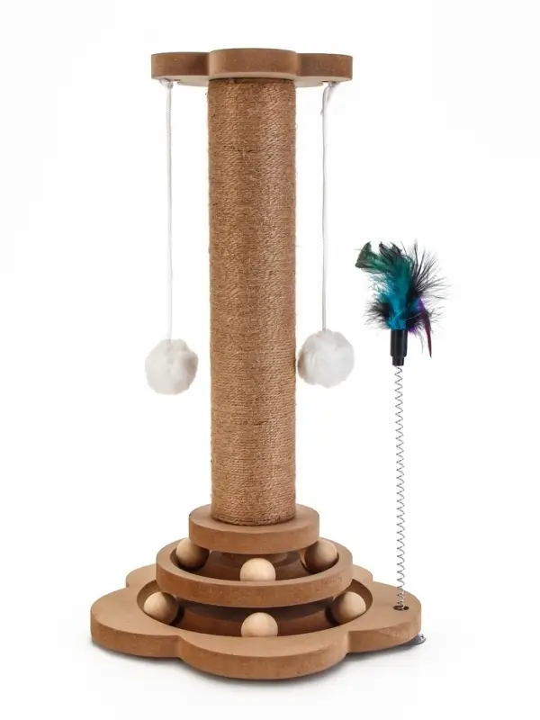 Когтеточка столбик с игрушкой "Шасси-2", 23 см х 23 см х 46 см