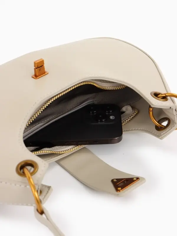 Сумка женская багет TEXTURA на молнии, 30&times;5&times;17 см, молочная