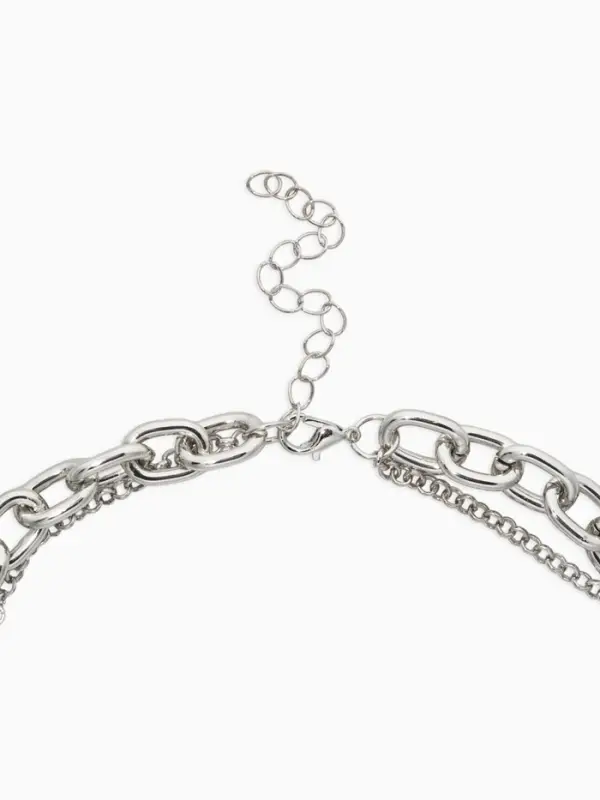 Цепь "Сердце" железо (набор 2шт) , 32/40см, цвет серебро