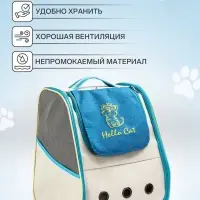 Рюкзак для переноски кошек и собак, 32&times;28&times;38 см, прозрачный, белый, синий