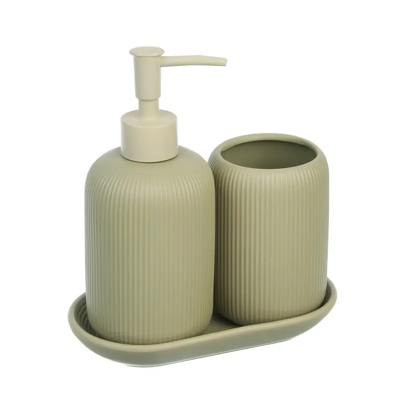 Стакан для ванной комнаты тм VETTA Монтана, доломит, оливковый, 7,5х7,5х10,5см