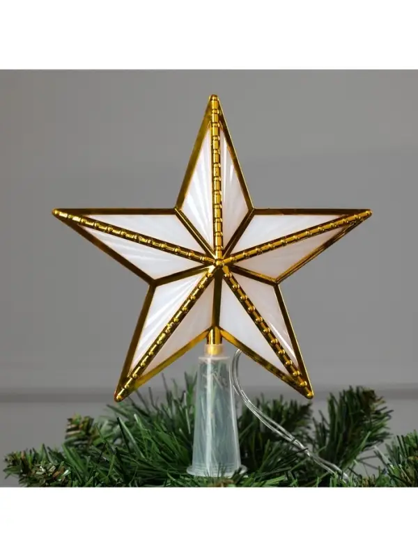 Светодиодная верхушка на ёлку &laquo;Звезда золотистая&raquo;, 15 см, 10 LED, 220 В, свечение мульти