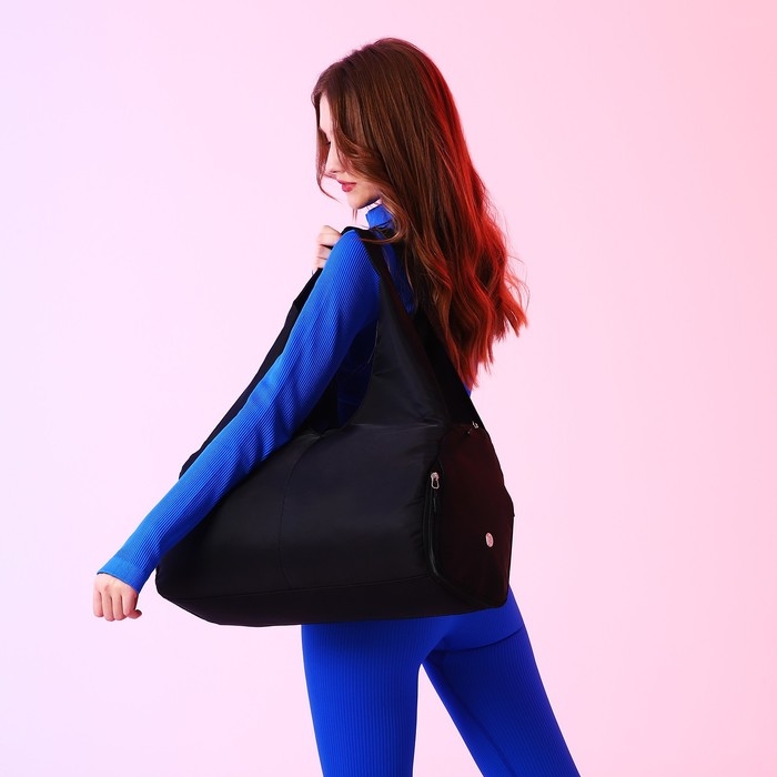 Сумка спортивная для йоги, на молнии, 48*25*21 см, цвет чёрный