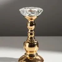 Подсвечник на 1 свечу &laquo;Кристальная чаша. Фигурный&raquo;, d=5 см, под золото, 8&times;8&times;19 см