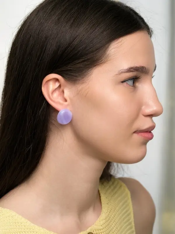 Серьги пластик &laquo;Леденец&raquo;, d=2 см, с разводами белыми, фиолетовые