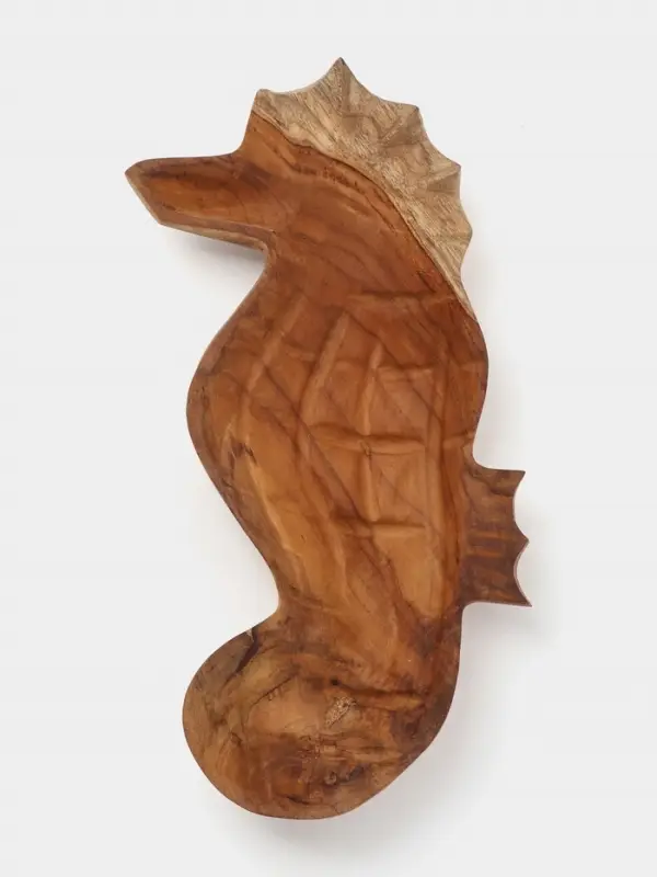 Тарелка &laquo;Морской конек&raquo;, 33&times;20&times;5 см, дерево джати, коричневая
