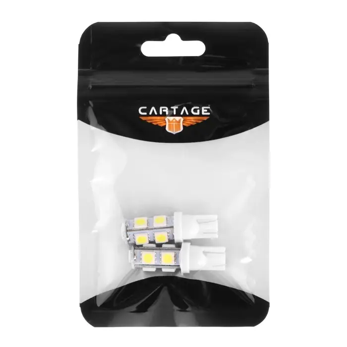 Автолампа Cartage, светодиодная, T10 W5W, 12 В, 9 SMD-5050, набор 2 шт.