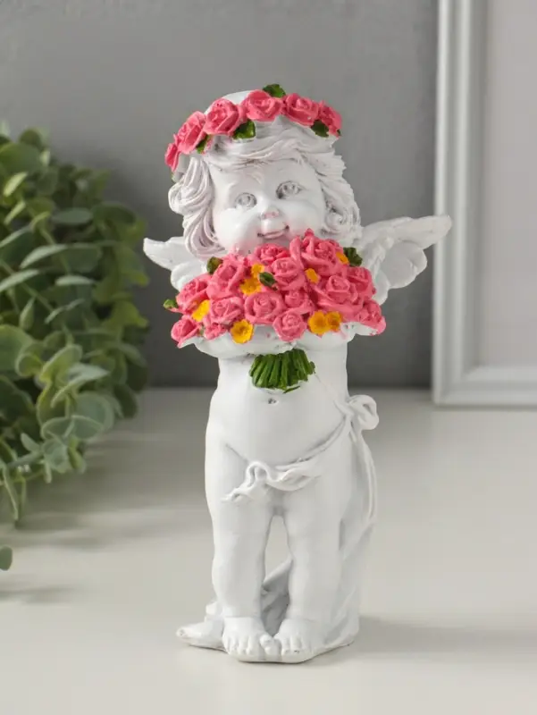Фигура &laquo;Ангел с розами&raquo;, 13&times;9&times;22 см