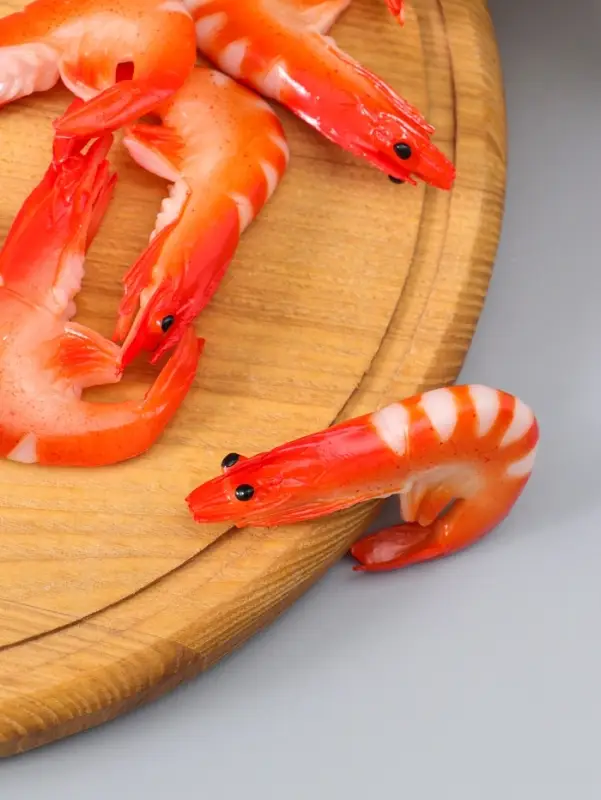 Муляж "Креветка" (фасовка по 10 шт) 7,5 см, красно-розовый