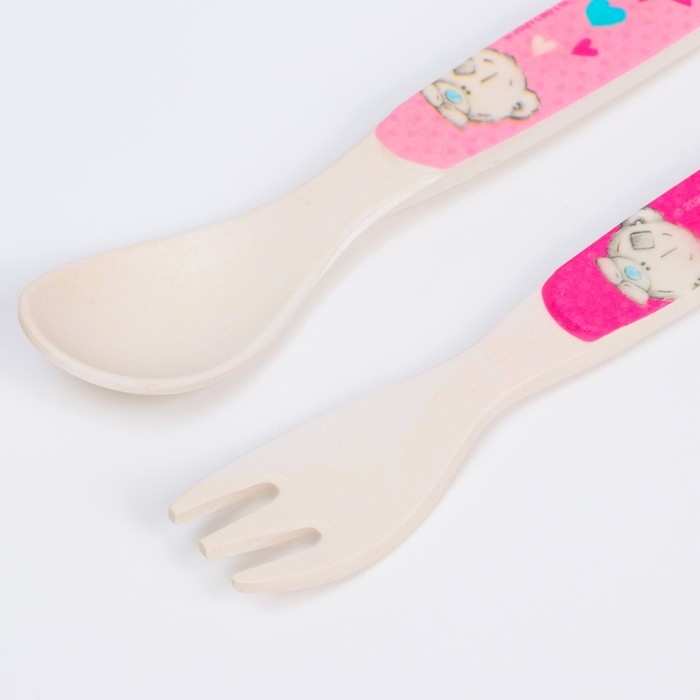 Набор детских столовых приборов из бамбука: вилка и ложка Me To You розовый Набор детских столовых приборов из бамбука: вилка и ложка Me To You розовый