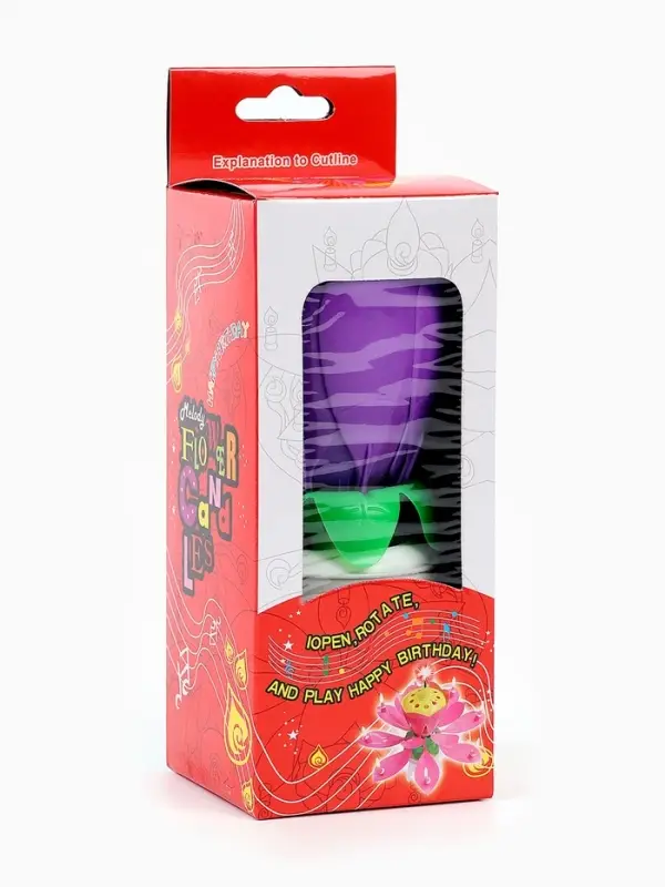 Свеча для торта музыкальная &laquo;Тюльпан&raquo;, крутящаяся, фиолетовая, 14.5&times;6 см