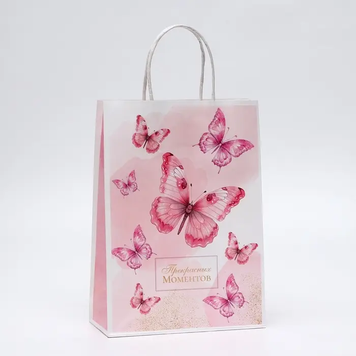 Пакет подарочный крафтовый «Прекрасных моментов» 18×8×25 см, 120 г/м² Пакет подарочный крафтовый «Прекрасных моментов» 18×8×25 см, 120 г/м²