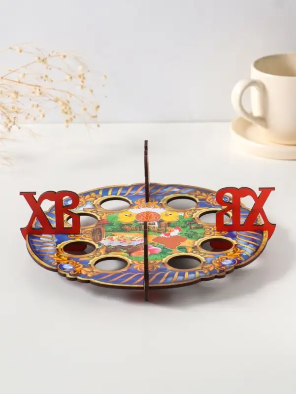 Подставка пасхальная на 8 яиц "Петушок".   Д 20 см