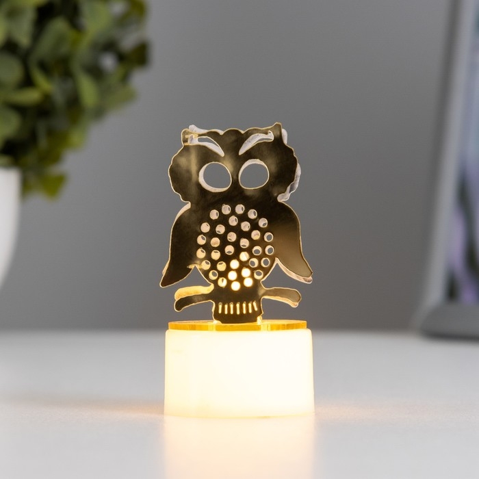 Ночник Ночник "Сова" LED от батареек 3хLR41 золото 3,5х3,5х6 см