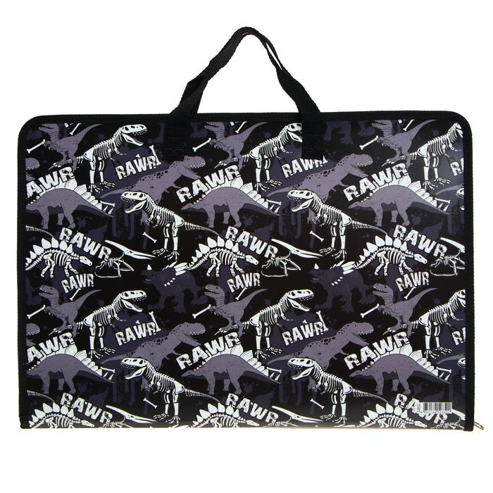 Папка с ручками А3, 30 мм 464 х 316, ErichKrause, Dinosaur Park, пластик, молния вокруг, для мальчика