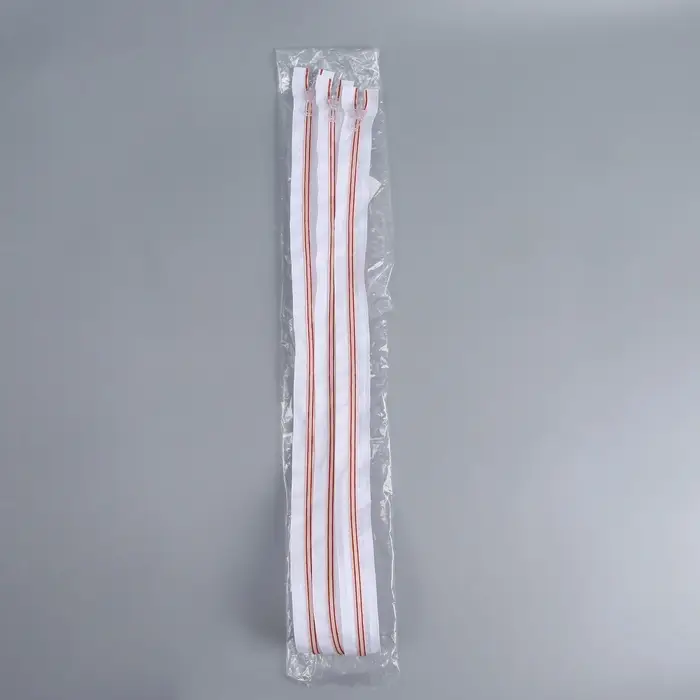 Молния «Спираль», №5, разъёмная, замок автомат, 80 см, белая, красная Молния «Спираль», №5, разъёмная, замок автомат, 80 см, белая, красная