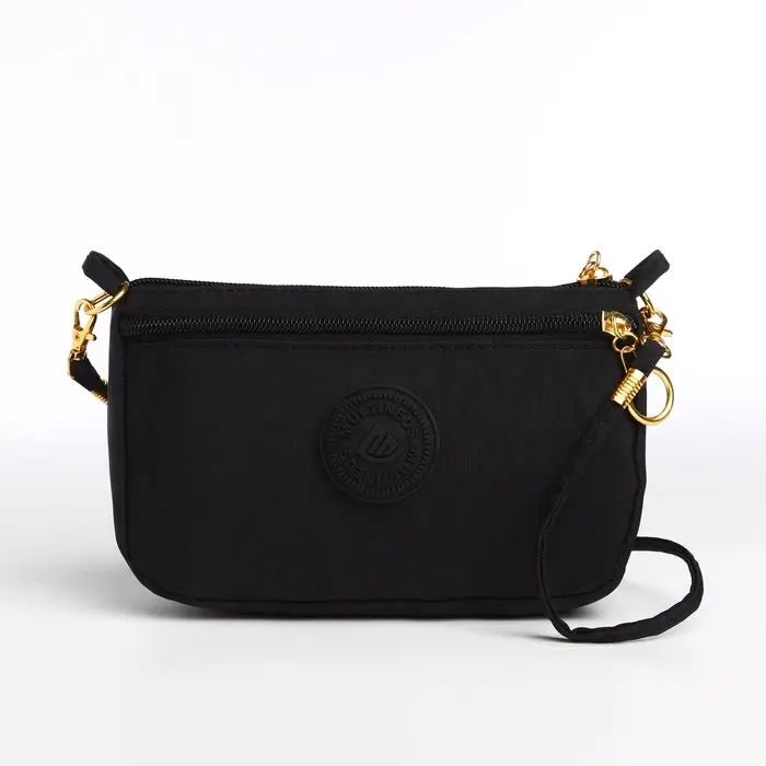 Сумка женская кросс-боди на молнии, 18&times;6.5&times;12 см, однотонная, чёрная