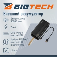 Внешний аккумулятор BigTech (BT-PB-30-BL-8) 30000 mAh черный
